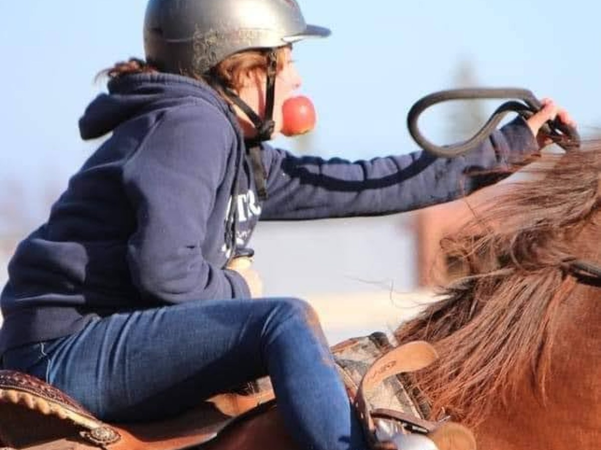 a person sitting on a horse