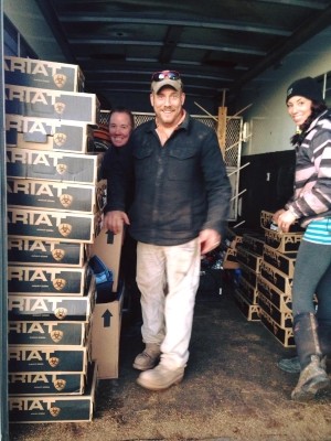 a group of people standing in a room