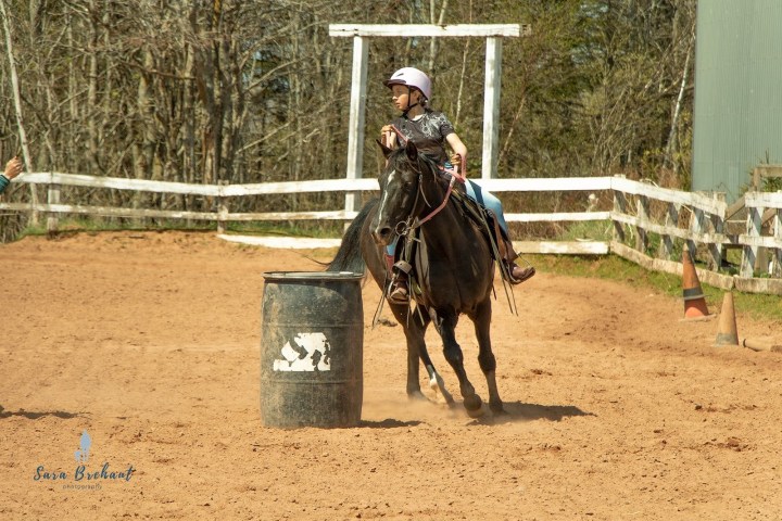 a person riding a horse next to a fence