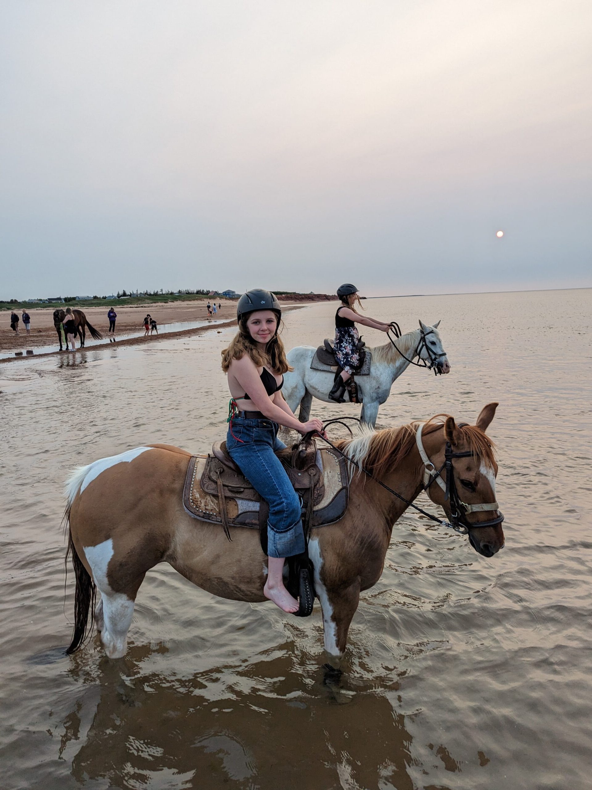a person riding a horse on a beach